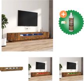 vidaXL 3-delige Tv-meubelset met LED bewerkt hout gerookt eikenkleurig - Kast - Inclusief Houtreiniger en verfrisser