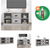 vidaXL Tv-meubel 99-5x35-5x48 cm bewerkt hout grijs sonoma eikenkleur - Kast - Inclusief Houtreiniger en verfrisser