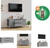 vidaXL Tv-meubel 102x44-5x50 cm bewerkt hout grijs sonoma eikenkleurig - Kast - Inclusief Houtreiniger en verfrisser