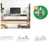 vidaXL Tv-meubel 150x30x44-5 cm bewerkt hout wit - Kast - Inclusief Houtreiniger en verfrisser