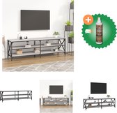 vidaXL Tv-meubel 160x40x50 cm bewerkt hout grijs sonoma eikenkleurig - Kast - Inclusief Houtreiniger en verfrisser