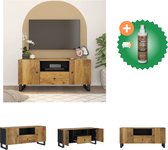 vidaXL Tv-meubel 105x33-5x46 cm massief mangohout en bewerkt hout - Kast - Inclusief Houtreiniger en verfrisser