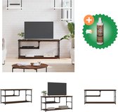 vidaXL Tv-meubel 103x38x46-5 cm bewerkt hout staal bruineikenkleurig - Kast - Inclusief Houtreiniger en verfrisser