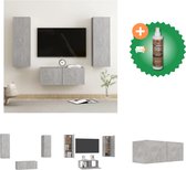vidaXL 3-delige Tv-meubelset spaanplaat betongrijs - Kast - Inclusief Houtreiniger en verfrisser