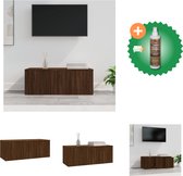 vidaXL Tv-meubel 80x34x30 cm bewerkt hout bruineikenkleurig - Kast - Inclusief Houtreiniger en verfrisser