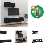 vidaXL 3-delige Tv-meubelset bewerkt hout zwart - Kast - Inclusief Houtreiniger en verfrisser