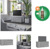vidaXL Tv-meubel 80x34x36 cm bewerkt hout grijs sonoma eikenkleurig - Kast - Inclusief Houtreiniger en verfrisser