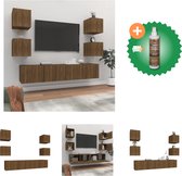 vidaXL 6-delige Tv-meubelset bewerkt hout bruineikenkleurig - Kast - Inclusief Houtreiniger en verfrisser