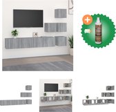 vidaXL Tv-wandmeubel bewerkt hout grijs sonoma eikenkleurig - Kast - Inclusief Houtreiniger en verfrisser