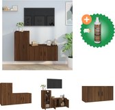 vidaXL 2-delige Tv-meubelset bewerkt hout bruineikenkleurig - Kast - Inclusief Houtreiniger en verfrisser