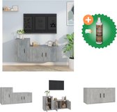 vidaXL 2-delige Tv-meubelset bewerkt hout betongrijs - Kast - Inclusief Houtreiniger en verfrisser