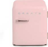 CREATE - Tafelmodel koelkast - Capaciteit 48 L - 1 planken - Handvat Silver - Pastel Roze - RETRO FRIDGE