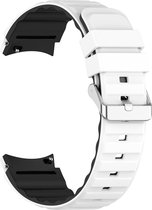 Siliconen bandje - geschikt voor Samsung Galaxy Watch 6 / Watch 6 Classic / Watch 5 / Watch 5 Pro / Watch 4 / Watch 4 Classic - wit-zwart