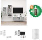 vidaXL 3-delige Tv-meubelset spaanplaat hoogglans wit - Kast - Inclusief Houtreiniger en verfrisser