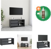 vidaXL Tv-meubel 80x31x39 cm massief grenenhout grijs - Kast - Inclusief Houtreiniger en verfrisser