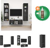vidaXL 3-delige Tv-meubelset spaanplaat grijs - Kast - Inclusief Houtreiniger en verfrisser