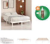 vidaXL Bedframe massief grenenhout wit 140x200 cm - Bed - Inclusief Houtreiniger en verfrisser