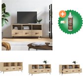 vidaXL Tv-meubel 102x36x50 cm bewerkt hout sonoma eikenkleurig - Kast - Inclusief Houtreiniger en verfrisser