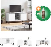 vidaXL Tv-meubel 104x35x50 cm bewerkt hout wit - Kast - Inclusief Houtreiniger en verfrisser