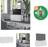 vidaXL Tv-meubel 80x34x36 cm bewerkt hout wit - Kast - Inclusief Houtreiniger en verfrisser