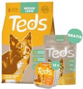 2,5kg + 12x150 gr + 100 gr Teds hondenvoer droog, natvoer & snacks medium/large breed & pompoen