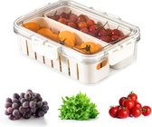 Koelkastbox, vershouddoos, vershouddozen, fruit, koelkastorganizer met deksel en afneembare afwateringsmand voor keuken, koelkast, kasten en eetkamer