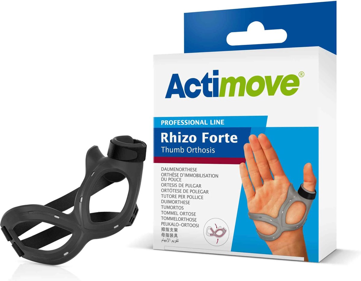 Actimove Rhizo Forte - Duimbrace - Zwart - Links - Maat L