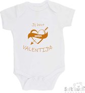 100% katoenen Romper "Jij bent mijn valentijn!" Unisex Katoen Wit/tan Maat 68/74