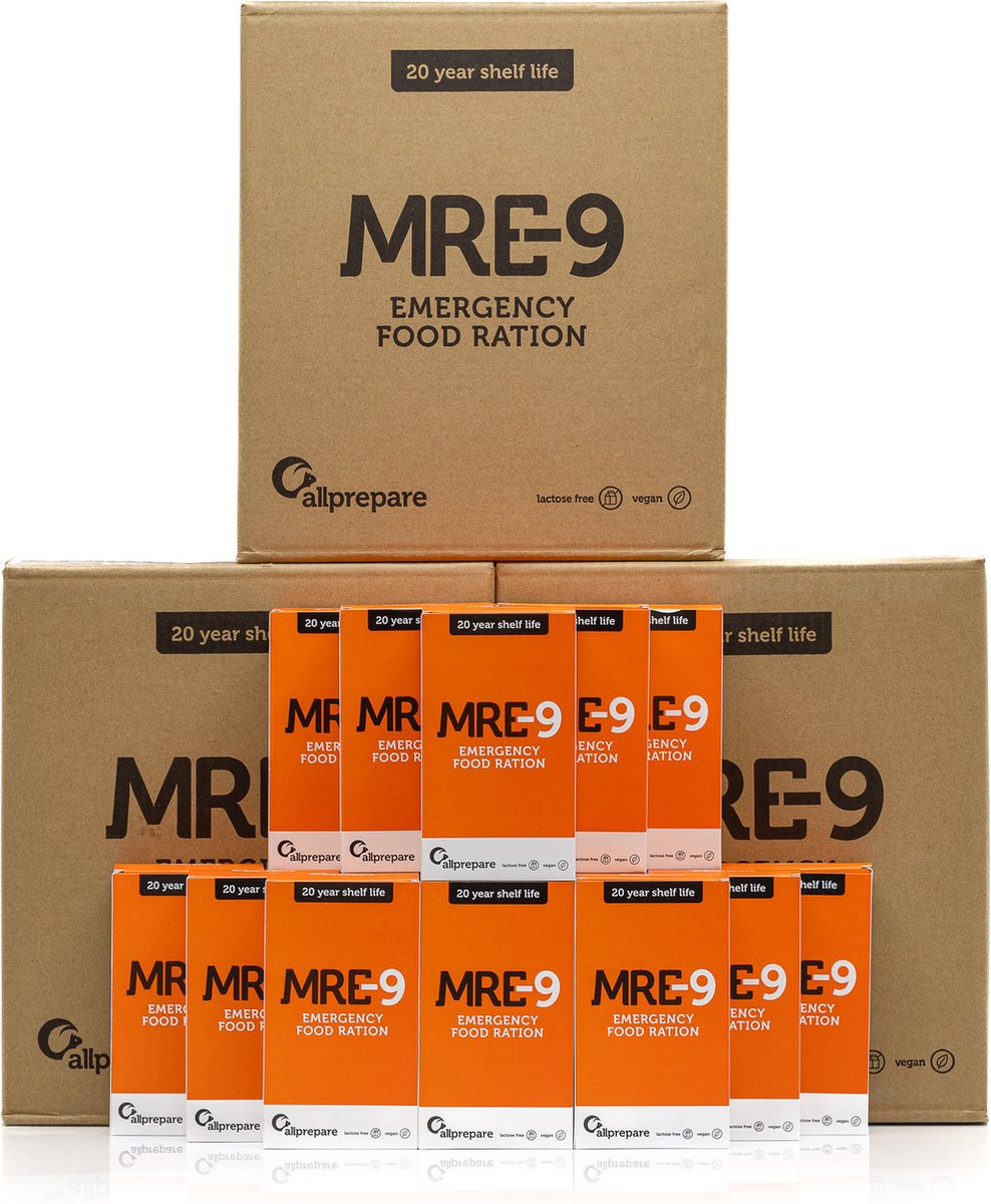 MRE-9 Noodrantsoen 3 maanden | 90x 500g | 2.430 Kcal Per Dag | Met extra vitaminen | Vegan, Lactose-vrij, zonder GMO