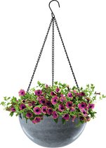 Bloempot, hangende bloemenhanger met roestvrij, verstelbare kettingen, afvoergaten, hangplantenpotten, Ø 25 cm, hangende bloempot voor binnen en buiten