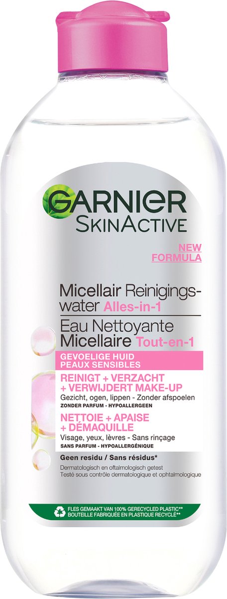 Garnier SkinActive Micellair Reinigingswater voor de Gevoelige Huid – Milde Gezichtsreiniging – Zachte Make-Up Remover - 400ml - Garnier