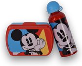 Mickey Mouse Broodtrommel Set voor Kinderen | Lunchset Met 3 Vakjes en 500 ml Drinkfles | BPA Vrij, Ideaal voor School
