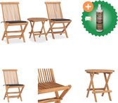 vidaXL Ensemble de jardin pliable 3 pièces avec kussen Ensemble de jardin en bois de teck massif comprenant un nettoyant et un assainisseur de bois