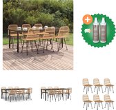 vidaXL Lounge Set - PE-rattan - Stalen frame - Gehard glas - Comfortabele zitplaatsen - Met pootdoppen - Inclusief montagehandleiding - Tuinset - Inclusief Onderhoudsset