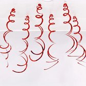 Hangende spiralen slinger Rood, 6 stuks, rode decoratie, spiralen, folie, slinger, hangende werveldecoraties, voor bruiloften, verjaardag, Kerstmis, decoratie, feestdecoratie