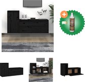 vidaXL Tv-meubelen 2 st massief grenenhout zwart - Kast - Inclusief Houtreiniger en verfrisser