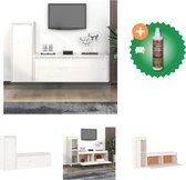 vidaXL Tv-meubelen 2 st massief grenenhout wit - Kast - Inclusief Houtreiniger en verfrisser