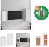 vidaXL Tv-meubelen 2 st massief grenenhout wit - Kast - Inclusief Houtreiniger en verfrisser