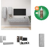 vidaXL 4-delige Tv-meubelset spaanplaat betongrijs - Kast - Inclusief Houtreiniger en verfrisser