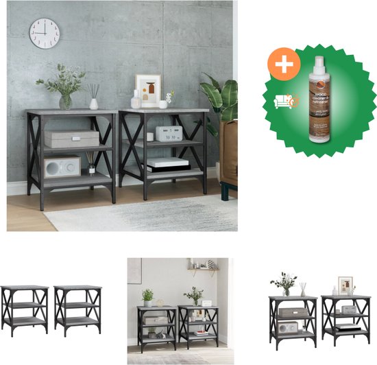 VidaXL Bijzettafels 2 st 40x42x50 cm bewerkt hout gerookt eikenkleurig - Kantoormeubelen Plus