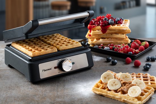 Bestron Wafelijzer - AWM100BL - 1600W - 2 wafels - Anti aanbaklaag - Zilver/Zwart - 5 jaar garantie — afbeelding 5