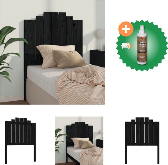 vidaXL Hoofdbord 81x4x110 cm massief grenenhout zwart - Bedonderdeel - Inclusief Houtreiniger en verfrisser