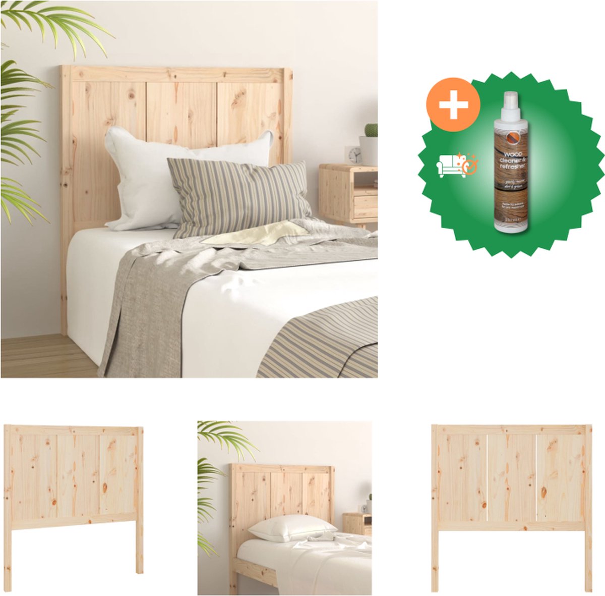 vidaXL Hoofdbord 95-5x4x100 cm massief grenenhout - Bedonderdeel - Inclusief Houtreiniger en verfrisser - vidaXL
