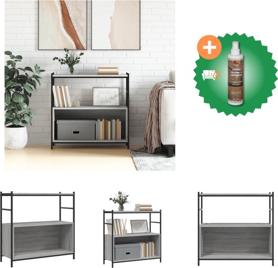 vidaXL Boekenrek 80x30x78,5 cm bewerkt hout en ijzer grijs sonoma