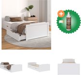vidaXL Bedframe met lades massief grenenhout wit 90x200 cm - Bed - Inclusief Houtreiniger en verfrisser