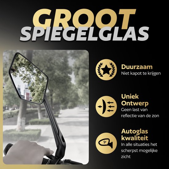 Ruimooto Fietsspiegelset, links en rechts, inklapbaar en 360° draaibaar voor veiligheid, universele stuurspiegel met vervormingsvrij zicht voor fiets, e-bike, trekkingfiets