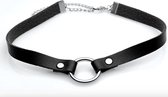 BDSM halsband zwart met O ring