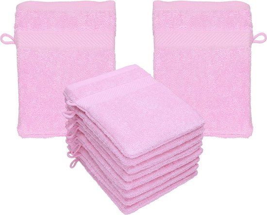 10 stuks washandjes Palermo 100% katoen washandjes set grootte 16x21 cm kleur rosé 10 stuks washandjes Palermo 100% katoenen washandjes set met een grootte van 16x21 cm in de kleur rosé.