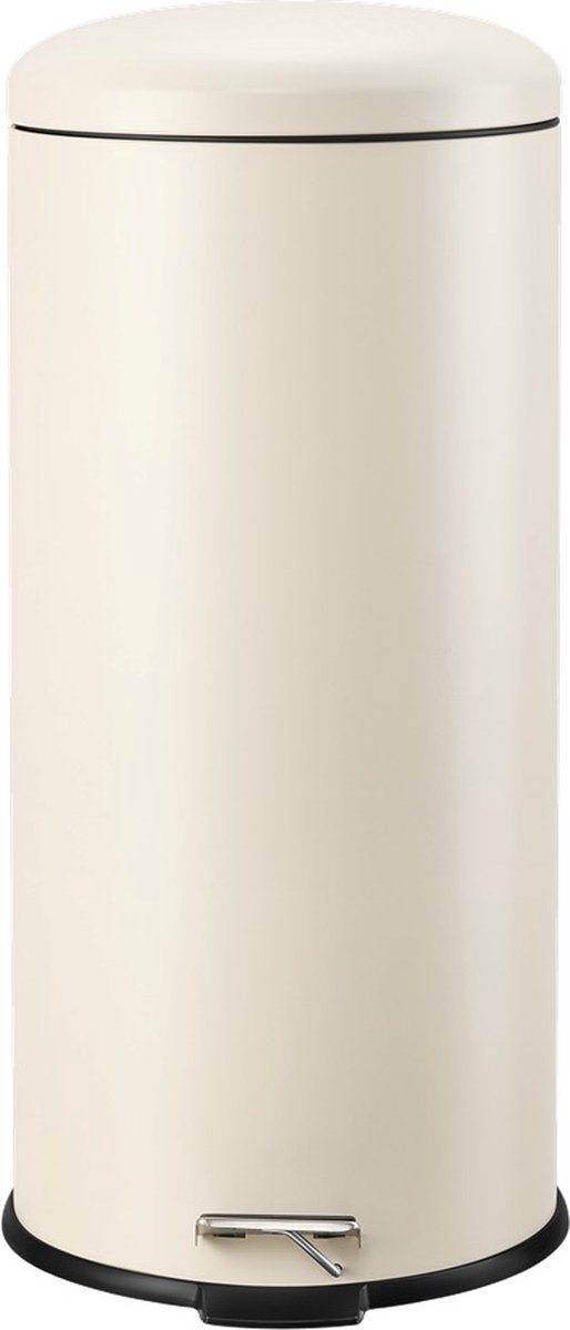 HÜSQ Slimbin Prullenbak - ronde, luxe Pedaalemmer van 30 liter - met Binnenemmer - Soft-Close Vuilbak - Vuilnisbak in beige crème kleur - Hüsq