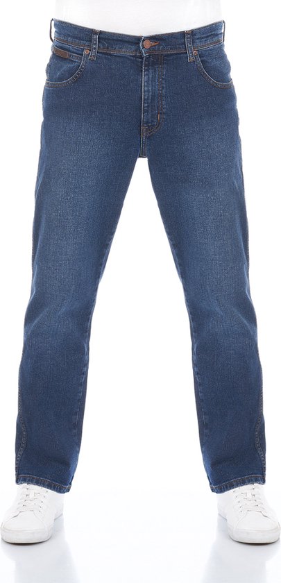 Wrangler Heren Jeans Broeken Texas Stretch regular/straight Fit Blauw 34W / 36L Volwassenen Denim Jeansbroek